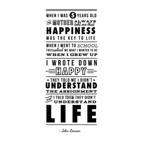 John Lennon Life and Happiness Quote The Beatles Wall