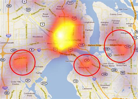 Jacksonville, FL Heat Map | SpotCrime - The Public's Crime Map