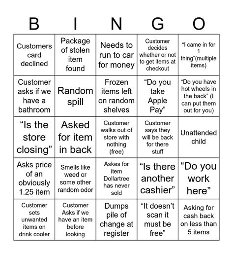 Dollartree bingo Card