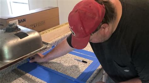 Cutting Laminate Countertop for sink install - YouTube