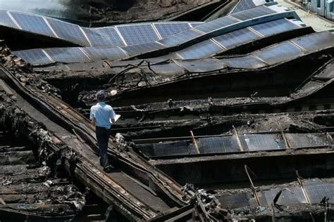 Solar panels catch fire at Taiwan water park amid heatwave, hundreds ...