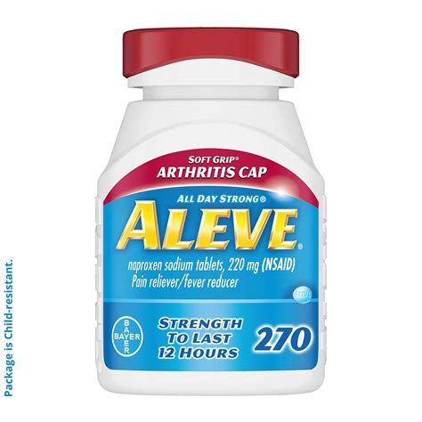 Aleve Soft Grip Arthritis Cap Tablets, Fast Acting All Day Pain Relief for Headaches, Muscle ...