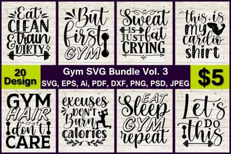 Gym SVG Bundle Vol. 3 Bundle · Creative Fabrica