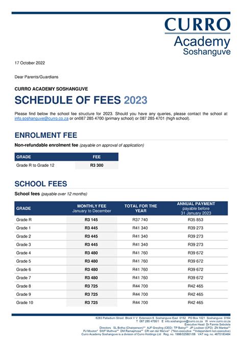 Curro academy soshanguve 2023 school fees finalv 2 web upload 02 - 17 October 2022 Dear - Studocu