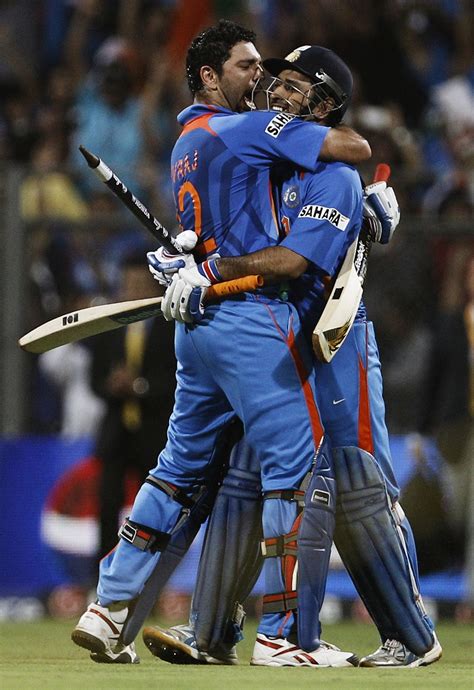 Yuvraj Singh and MS Dhoni celebrate the biggest win of their lives ...