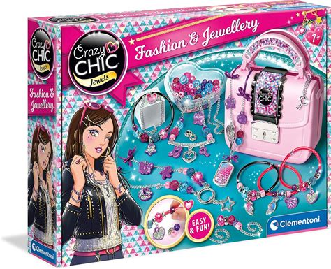 Clementoni- Crazy Chic-Fashion & Jewellery, Sac a Main Coffret de Bijoux, kit de Loisir créatif ...