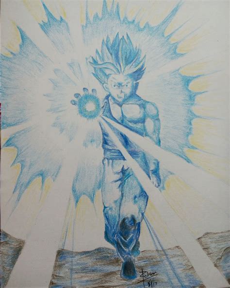 [OC] SSJ2 Gohan vs Cell kamehameha (colour pencils ). : r/dbz