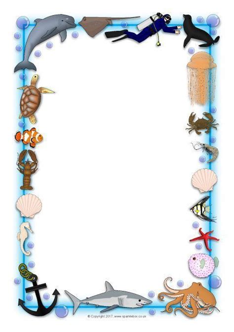 Ocean-Themed A4 Page Borders (SB3881) - SparkleBox | Page borders, Flower vase crafts, Vase crafts