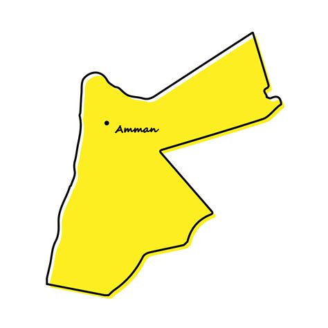 Simple outline map of Jordan with capital location 21798086 Vector Art ...