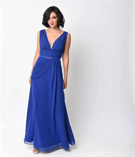 Royal Chiffon Belted Draped Grecian Gown | Grecian gown, Girls formal ...