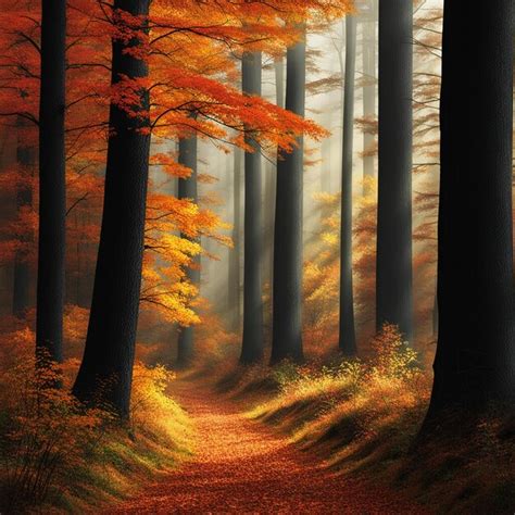 Premium Photo | Autumn forest painting