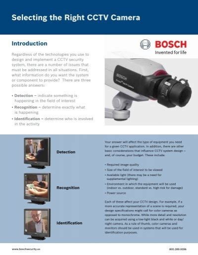 Selecting the Right CCTV Camera (PDF) - Bosch Security Systems