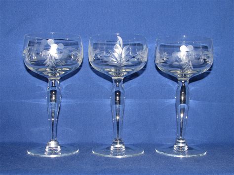 SHERRY CORDIAL GLASSES Stemware Set of 3 Etched Crystal - Etsy