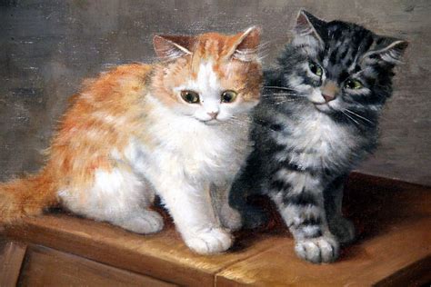 A Beautiful Pair of Late 19th / Early 20th Century Kitten Paintings By F. Krantz - Charles ...