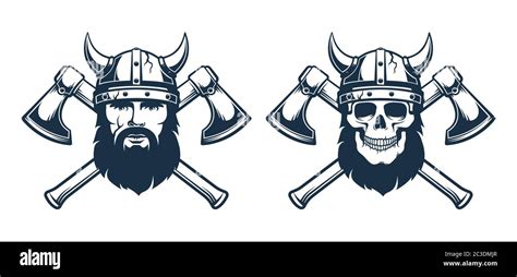 Viking emblem tattoo - bearded warrior Stock Vector Image & Art - Alamy