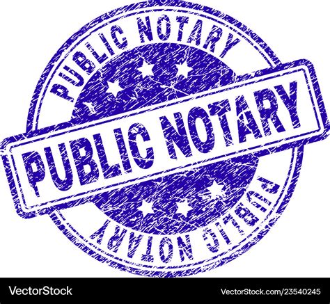 Scratched textured public notary stamp seal Vector Image