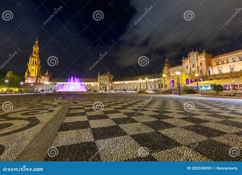 Plaza De Espana Fountain of Seville Stock Image - Image of andalusian ...