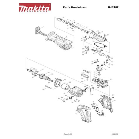 Makita Spare Parts for Cordless Reciprocating Saw BJR182