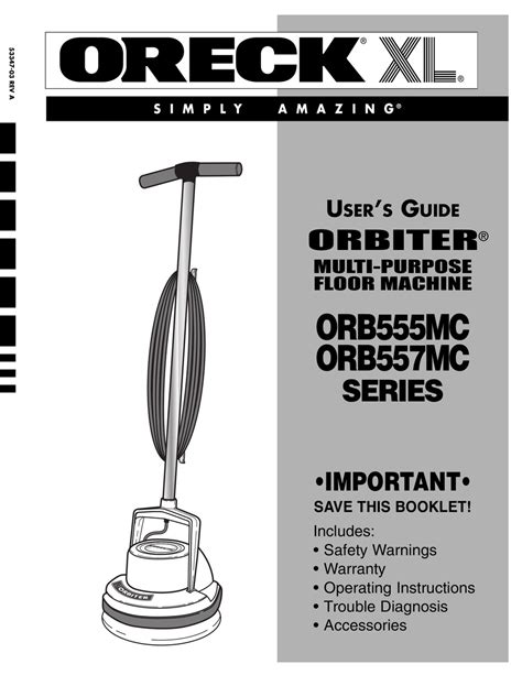 ORECK ORBITER MULTI-PURPOSE FLOOR MACHINE ORB555MC SERIES USER MANUAL Pdf Download | ManualsLib