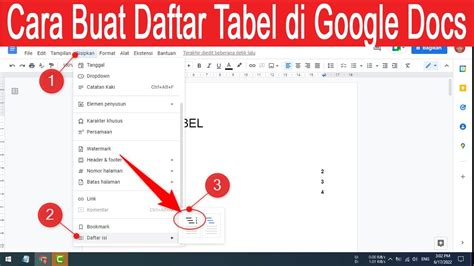 Cara Membuat Daftar Tabel Otomatis Di Google Docs Youtube - Riset