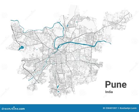 Pune Map. Detailed Map Of Pune City Administrative Area. Cityscape ...