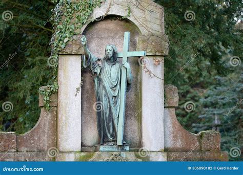 Jesus on a Historic Tomb with Large Cross Stock Photo - Image of ...