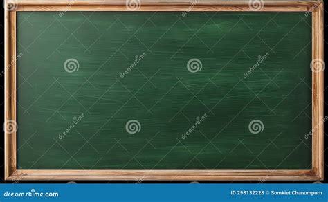 Empty Blank Greenboard with Chalk Traces Background, Wooden Frame Stock Illustration ...