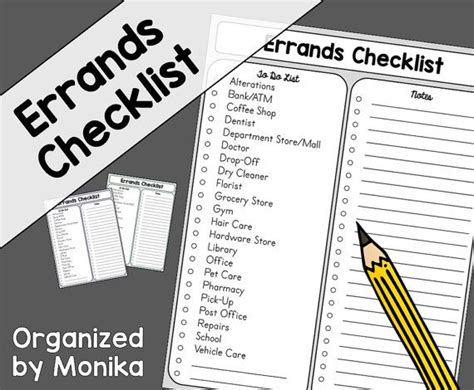 Errands Checklist Printable - Etsy | Checklist, Etsy printables, List