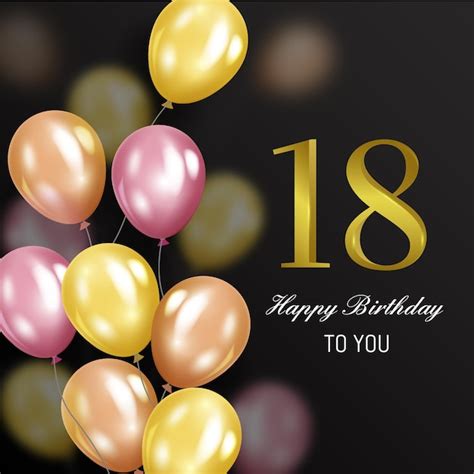 Free Vector | Happy 18th birthday background with realistic balloons