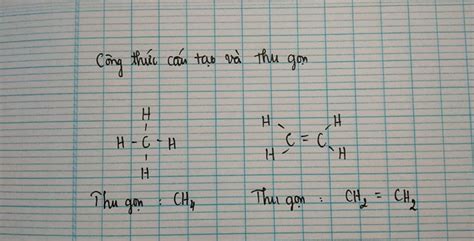 viết công thức cấu tạo và thu gọn của CH4, C2H4, C2H5OH, CH3COOH, C2H2