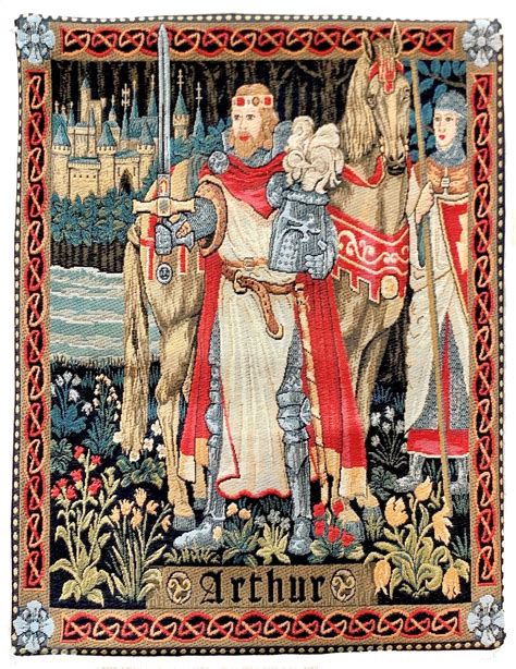 King Arthur Art Medieval Tapestry Medieval Wall Hanging Tapestry King Arthur and Lady Guinevere ...