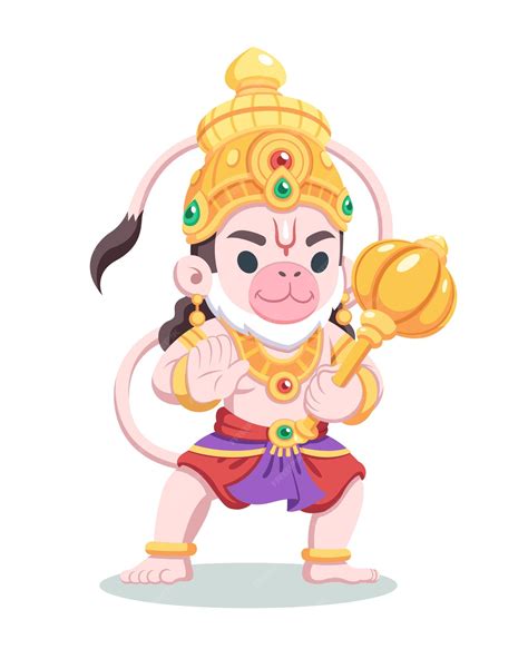 Premium Vector | Cute style Hanuman cartoon illustration