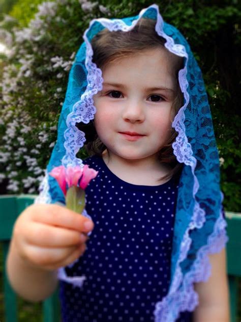 Blue Mantilla, Small Chapel Veil, Church Veil, Lace Veil for Mass by BenedictaBoutique ...