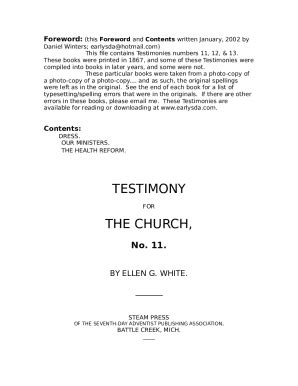 Testimonies for the Church, vol. 5.pdf - Centro White Doc Template | pdfFiller