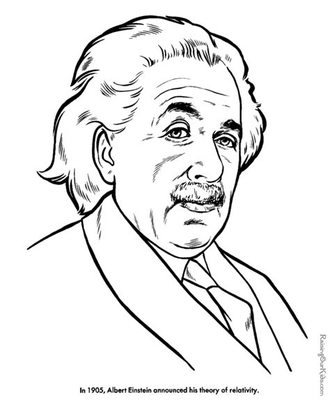 Albert Einstein - American history people coloring pages 081