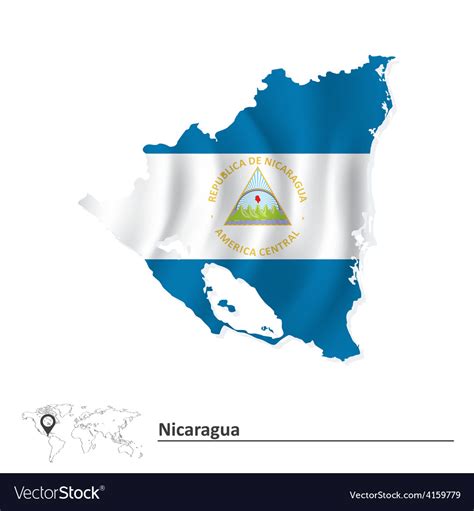 Map of nicaragua with flag Royalty Free Vector Image