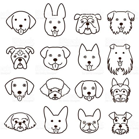 cute dogs faces line art set. | Dog line art, Dog face drawing, Dog drawing simple