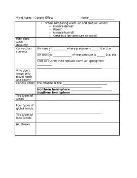 Coriolis Effect Worksheet