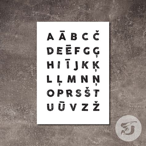 LATVIAN ALPHABET Poster Latviešu Alfabēts ABC Digital Printable Minimalist Wall Art Interior ...