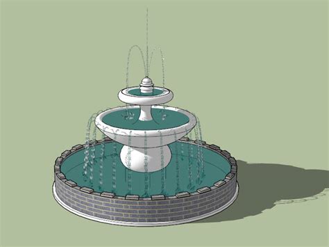 2 Tier Outdoor Water Fountain SketchUp 3D Model .skp File Download - SketchupBox