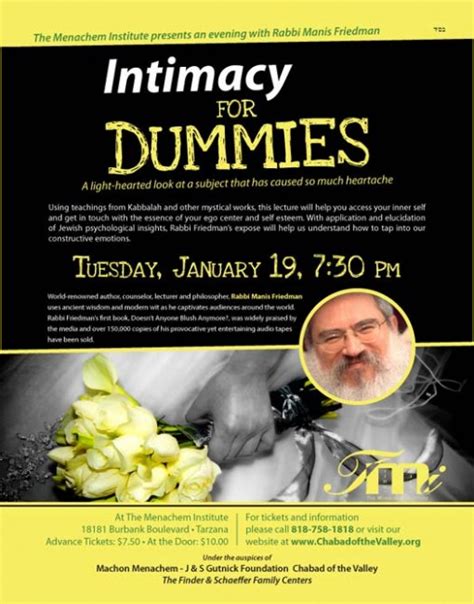 Rabbi Manis Friedman Lectures – Intimacy for Dummies | CrownHeights.info – Chabad News, Crown ...