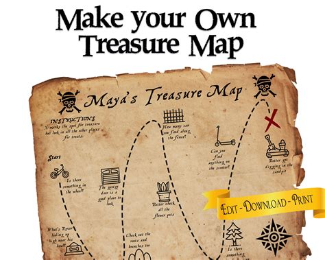 Treasure Map You Can Customize and Personalize Pirate Party Favor Game Activity for Kids - Etsy ...