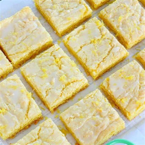 Lemon Glazed Lemon Bars From a Cake Mix - Shaken Together