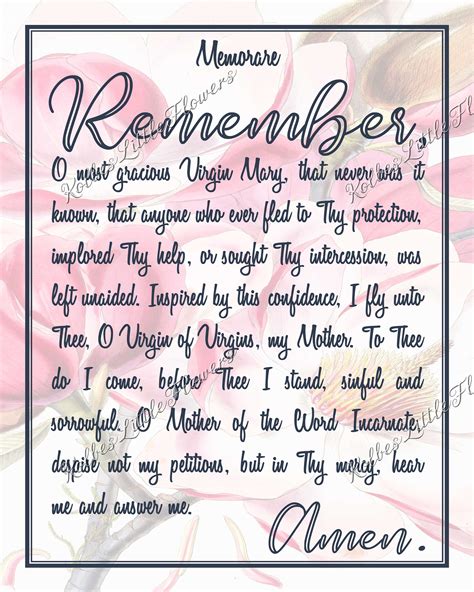 Memorare Prayer Printable