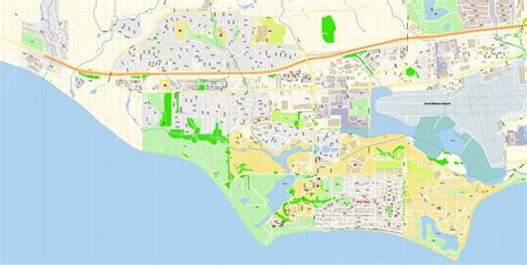 Santa Barbara + Montecito California PDF Map Vector Exact City Plan ...