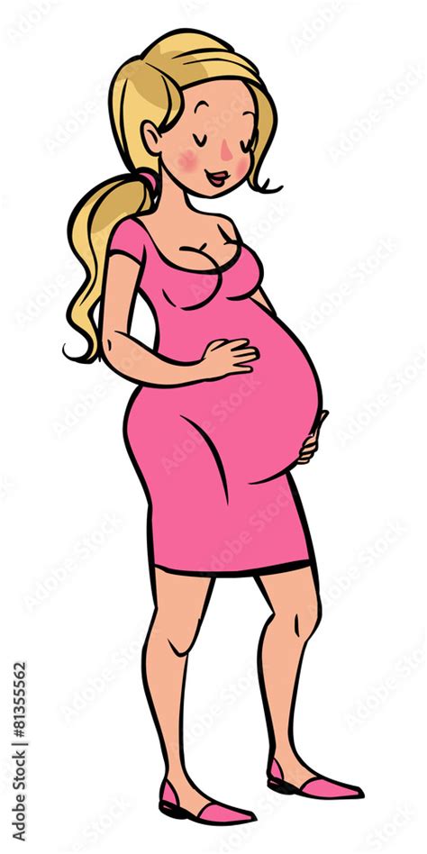 funny vector cartoon Pregnant woman vector de Stock | Adobe Stock