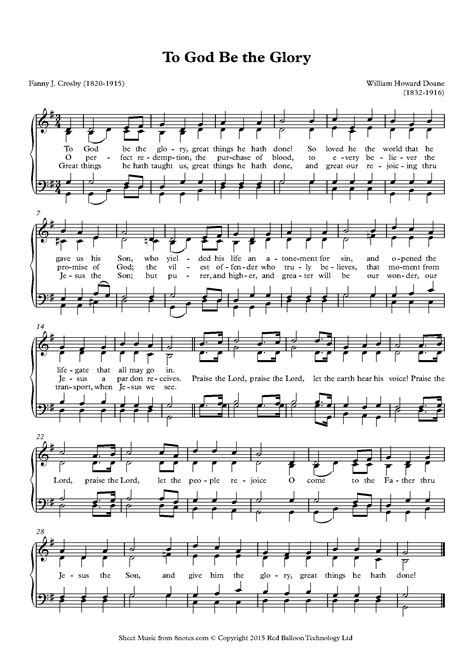 William H. Doane - To God Be the Glory (Doane) Sheet music for Choir ...