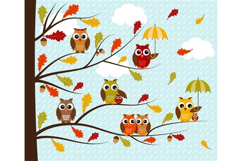 Fall Owls Clip Art ~ Illustrations on Creative Market