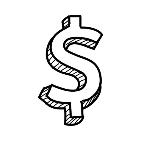 Signo de dólar dibujado mano 3D - Descargar PNG/SVG transparente