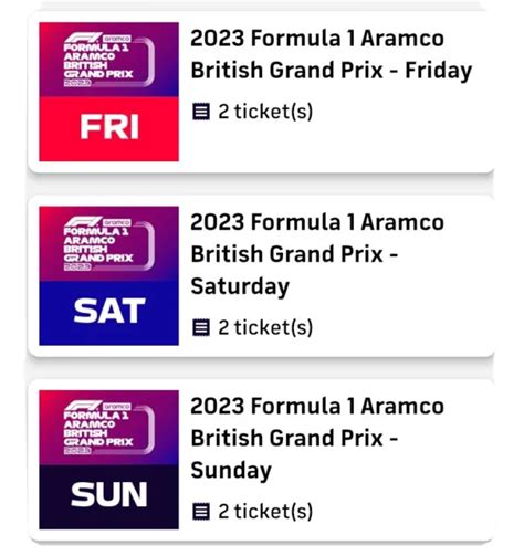 F1 GRANDSTAND TICKETS 2023 silverstone - Luffield corner, 3 Days, Adult ...